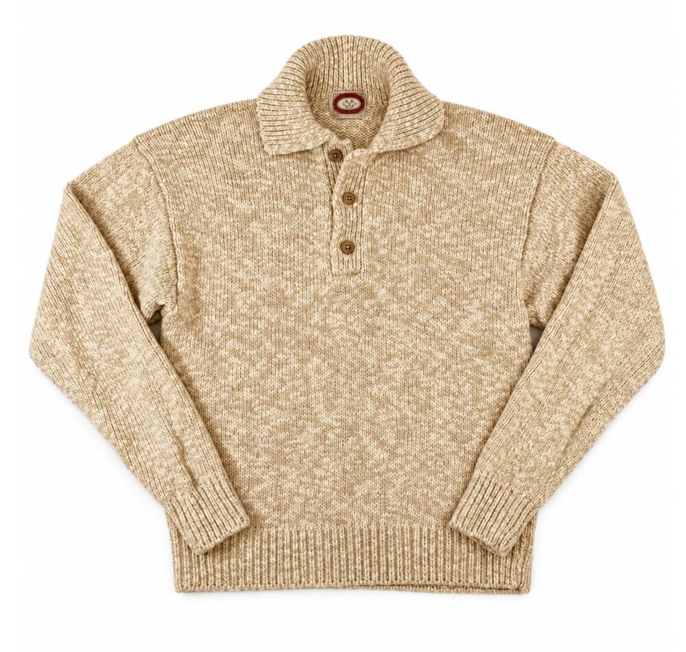 Vintage 1980s Banana Republic Mill Valley Cream Shawl Collar Knit Sweater M